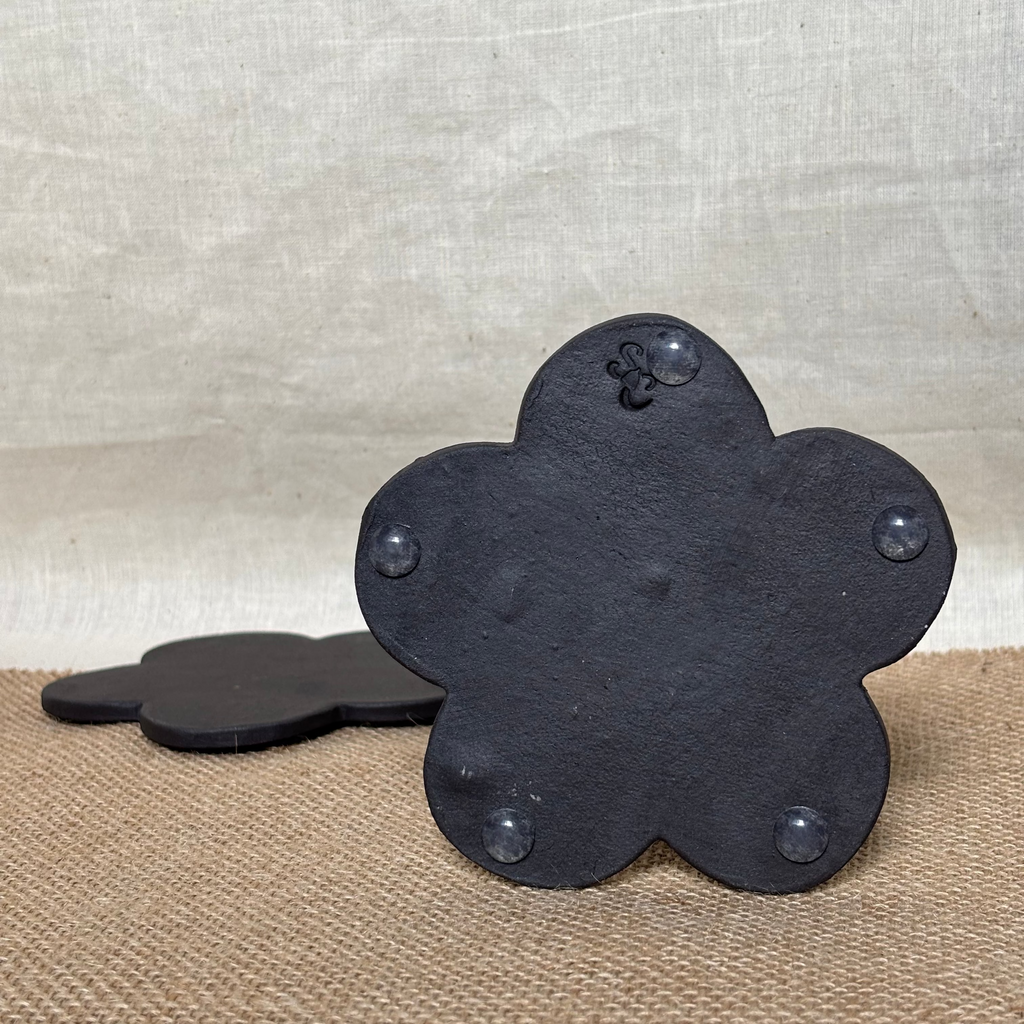 Black Clay Flower Coasters - Set of 2