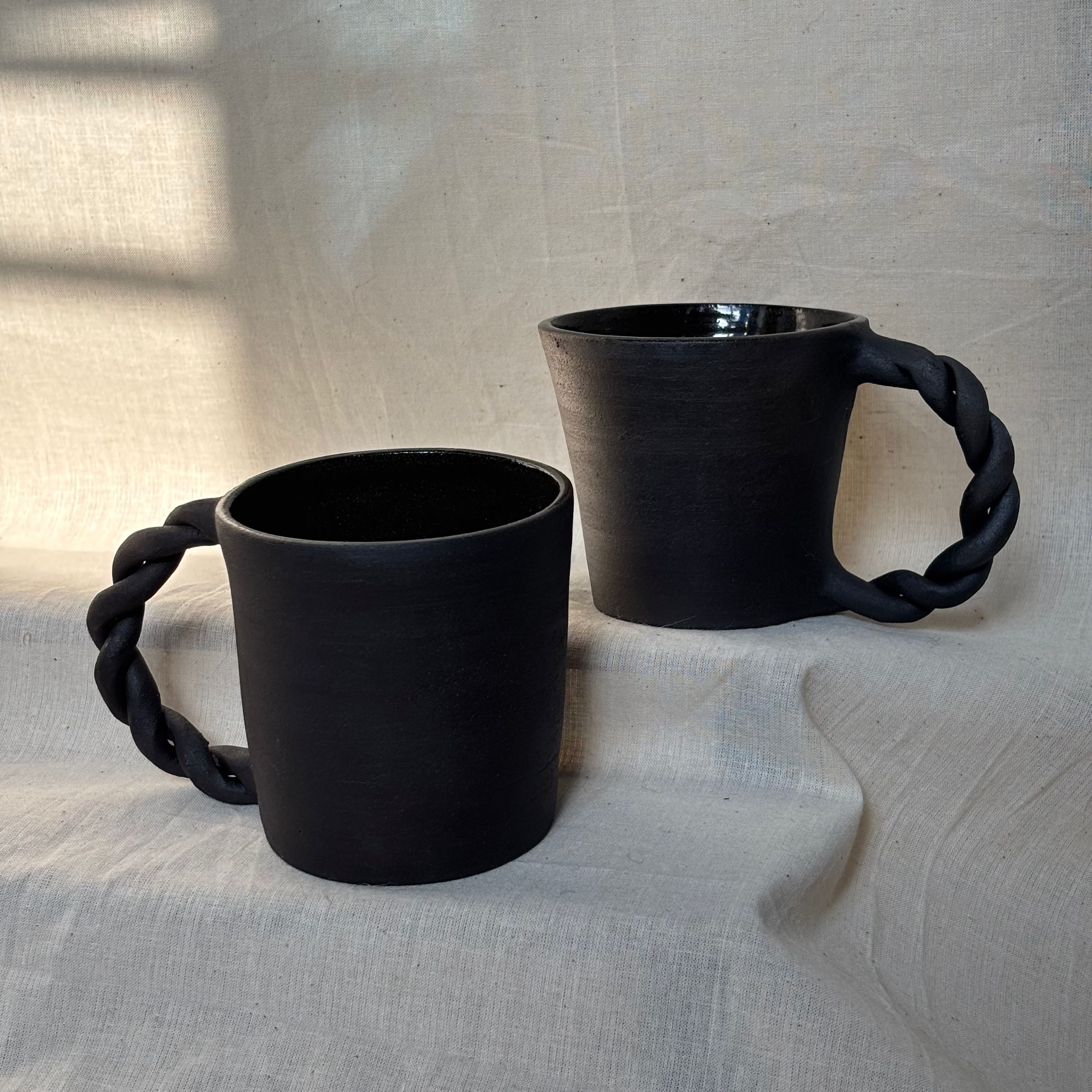 Black Ceramic Cups Set of 2